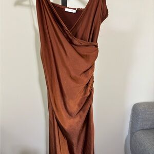 Brown Draped Women's Dress